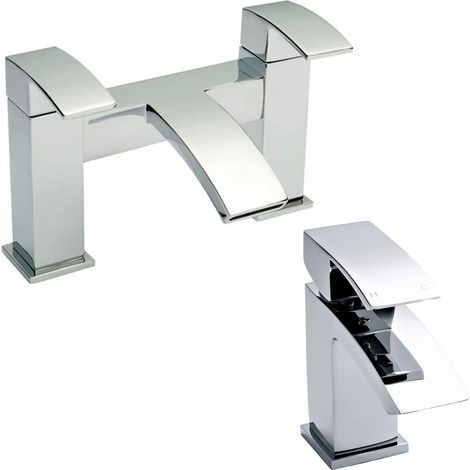 Hudson Reed Vibe Mono Basin Mixer Tap and Bath Filler Tap - Chrome (1/4)
