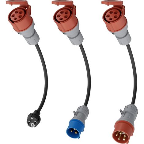 Ensemble d'adaptateurs de chargeur EV, CEE 16A 5 broches, compatibilité triphasée et monophasée, Ensemble d'adaptateurs CEE 11kW (1/2)