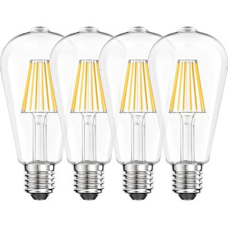 Ampoule Blanc Neutre E27 8W 4000K LED ST64 Lampe 1100 lm Verre Transparent Lampe Café Bar Maison Restaurant (1/5)