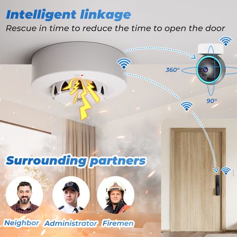 Détecteur de fumée Tuya Wifi BT à double connexion, appareil de mesure de la température et de l'humidité, alarme sonore de 80 dB, application mobile, fonction d'alerte à distance, compatible avec Ale (1/5)