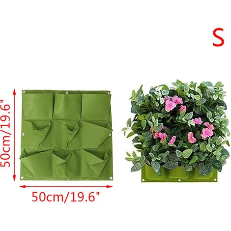 (Petit) 1 pot de fleurs suspendu vertical vert imperméable et respirant pour bonsaï, à fixer au mur. (1/4)