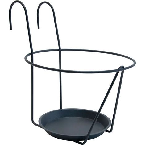 Porta Vaso con Sottovaso Gancio 25cm Antracite - Louis Moulin