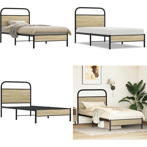 vidaXL Cadre de lit sans matelas 75x190cm chêne sonoma bois ingénierie (1/5)