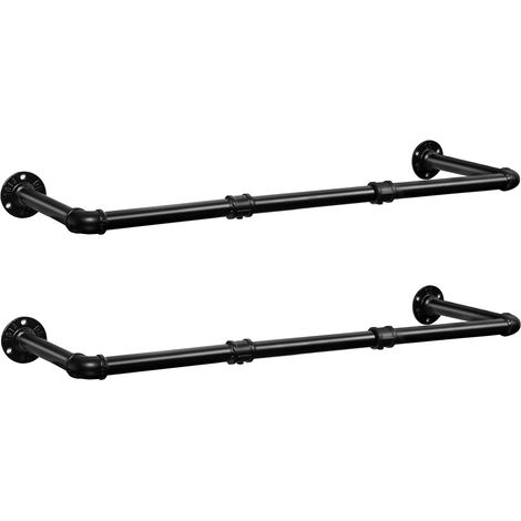 Tringle à vêtement Industriel, Lot de 2, Portant à vêtement, 104 cm, Porte Manteaux Amovible, Penderie Murale Rail de Suspension, capacité de 50 kg, Gain de Place, Noir EBK10BJ01 (1/5)
