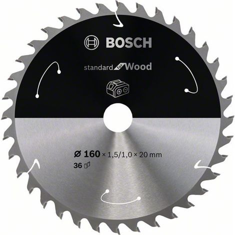 Bosch Akku-Kreissägeblatt Standard for Wood, 160 x 1,5/1 x 20, 36 Zähne, Freiwinkel 13°, Spanwinkel 15° (1/5)