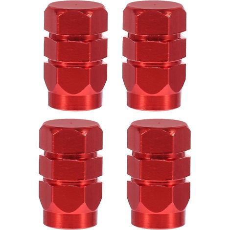 4 bouchons de valve de pneu de voiture en alliage d'aluminium, style rond (rouge)-1.50X1.00X1.00CM-Red (1/2)