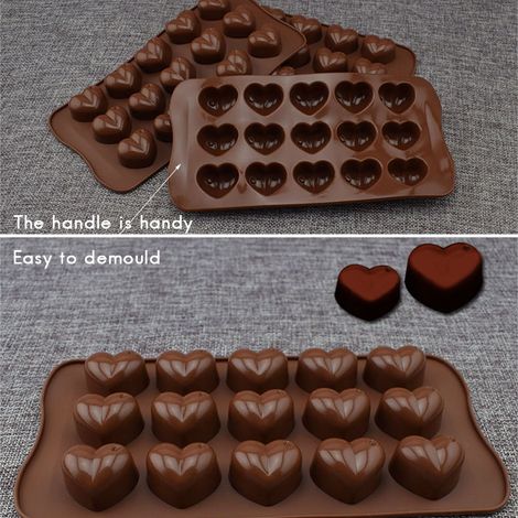 15 Solts Silikon-Herzform für Schokolade, Bonbons, Kekse und Kuchen (1/3)