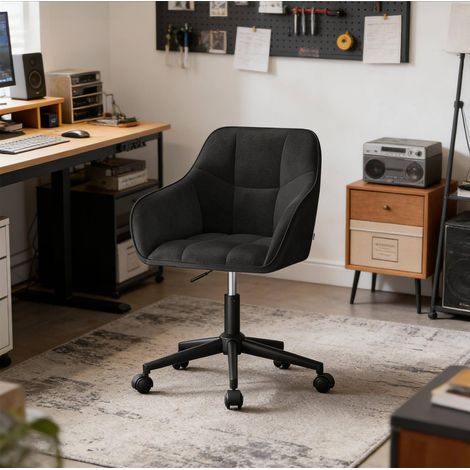 MEUBLIV Sedia da ufficio 56x61x90 cm nera – girevole, regolabile, con ruote (1/5)