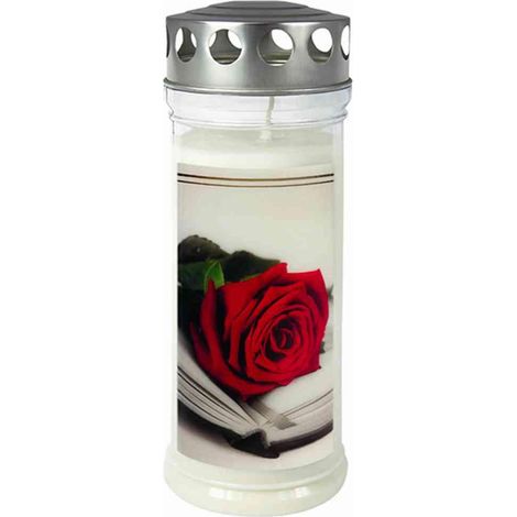 Gedenkkerze "Rose/Buch" 215 x 75 mm 7 Tage (1/2)