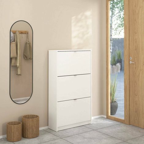 Dmora - Schuhschrank Irina, Schuhregal, Mehrzweck-Eingangsgarderobe, Möbel für Schuhe, 70x24 h124 cm, Weiß (1/5)