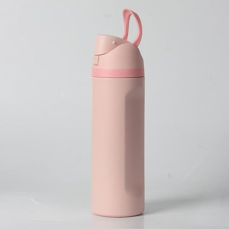 Gourde isotherme en acier inoxydable avec paille, idéale pour le sport, les voyages et l'école, sans BPA, 750 ml, rose