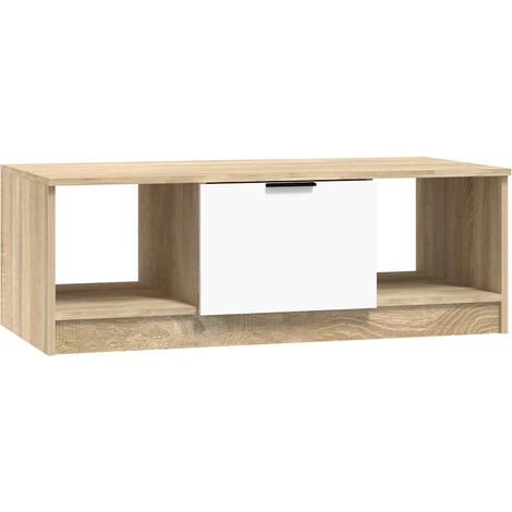 Maison Exclusive - Couchtisch Weiß und Sonoma-Eiche 102x50x36 cm (1/5)