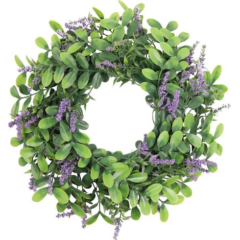Guirlande Artificielle - Lavande Synthétique - Pour Porte Mur Fenêtre Intérieur Extérieur - Décoration Mariage Fête Saisonnière - Diamètre 37 Cm - 1 Pièce (1/5)