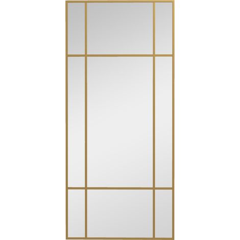 Dekorativer Wandspiegel 110 x 50 cm mit goldenem Metallrahmen (1/4)