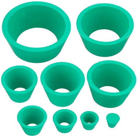 9 adaptateurs de filtre coniques élastiques et bouchons en caoutchouc lisse pour entonnoir de filtration-8.4X8.4CM-Green (1/3)