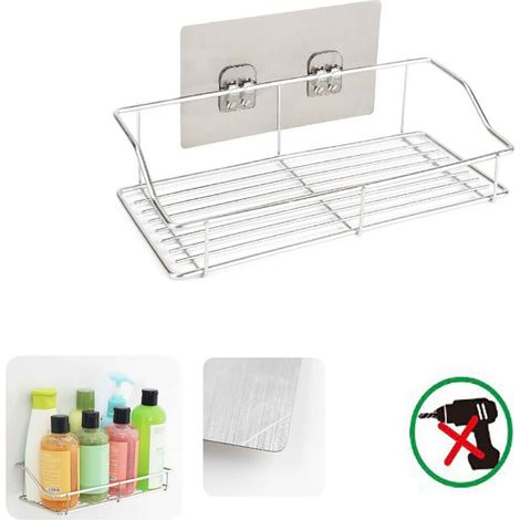 ÉTAGÈRE MURALE ADHÉSIVE ORGANISATEUR ÉTAGÈRE DE RANGEMENT SALLE DE BAIN CUISINE 03485 (1/2)