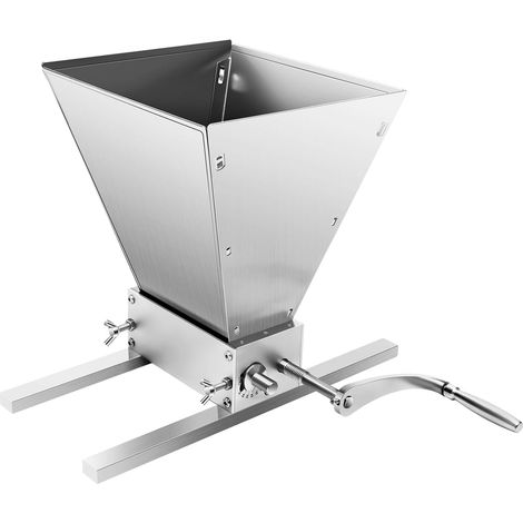 HAUTOUR Moulin à céréales manuel avec rouleaux en acier inoxydable et base en aluminium Moulin réglable de 0.1 à 2.5 mm avec grand entonnoir de 4 l et manivelle pour malt, blé, l'orge (1/5)