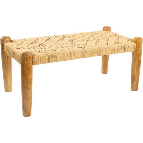 Banqueta de madera y cuerda marrón 90x44x35 (1/5)