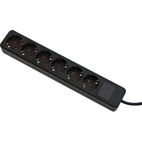 Bloc multiprise GEBRO 106147, 6 prises, câble de 1,5 m, noir