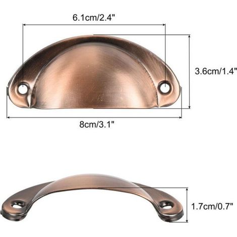 Poignée De Tiroir - Métal - Finition Laiton Antique - Entraxe 66 mm - Dimensions 81x35x18 mm - Pour Cuisine Et Meubles - Lot De 20 (1/2)