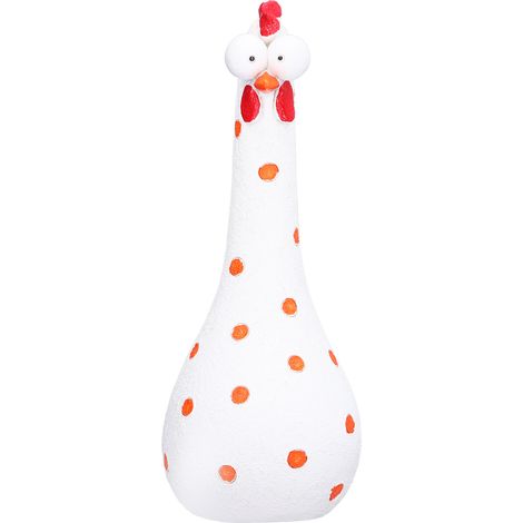 Statue de poulet à long cou, Microlandschaft, statue d'animal en résine fabriquée à la main pour la décoration de jardin et d'espace vert, blanche (1/5)