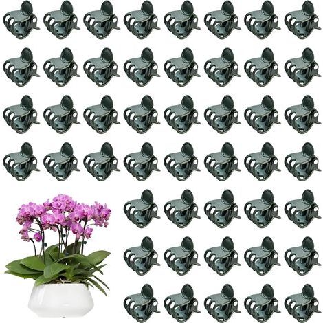 100 Pièces Clips de Support pour Orchidées, Pinces à Orchidées en Plastique, Jardin Clips de Fixation de Vigne, Mini Pinces à Plante de Support, pour Plantes Grimpantes, Vert Foncé (1/5)