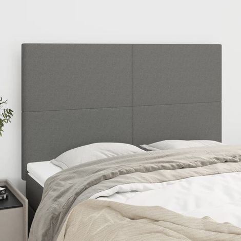 4 pcs Têtes de lit avec oreilles, Tableau décoratif de chevet élégante Gris foncé 72x5x78/88 cm Tissu SDG83134 (1/5)