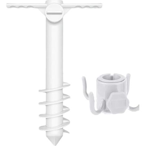 Ancre de sable pour parasol de plage, support à vis robuste avec crochet de suspension, support de piquet, pour sable, sol, pelouse, jardin extérieur (1/5)