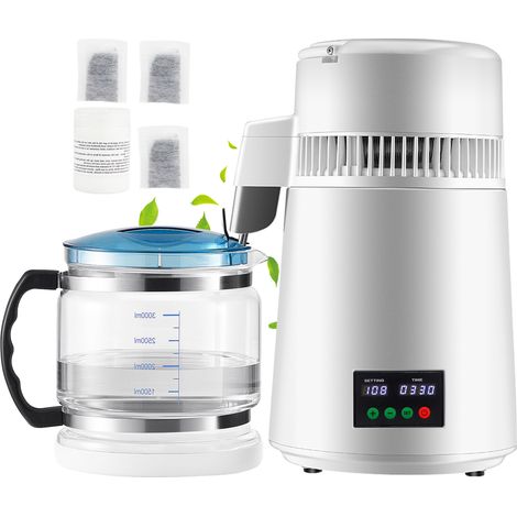 Mophorn 4-Liter-Wasserdestilliergerät – 1 l/h mit Zeit- und Temperaturanzeige. Produzieren Sie ganz einfach reines Wasser.