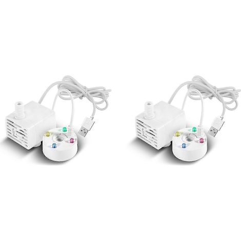 Cette pompe à eau et atomiseur USB 2 en 1 est dotée d'une lumière LED et convient aux bassins, aux fontaines d'intérieur et aux aquariums. (1/2)