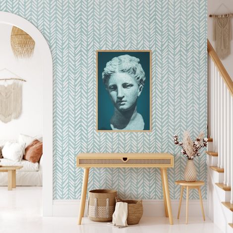 Papel pintado vintage artístico para sala de estar Geométrico Azul