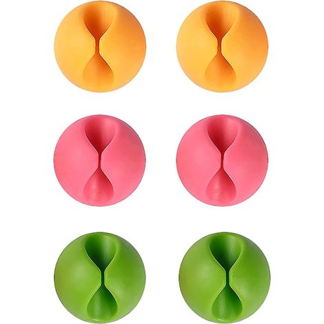 Fascette per cavi da scrivania, fascette per tutti i tipi di computer, cavi di alimentazione, cavi di ricarica o cavi del mouse (6 pezzi, giallo, verde, rosso chiaro) - AquaForge (1/4)