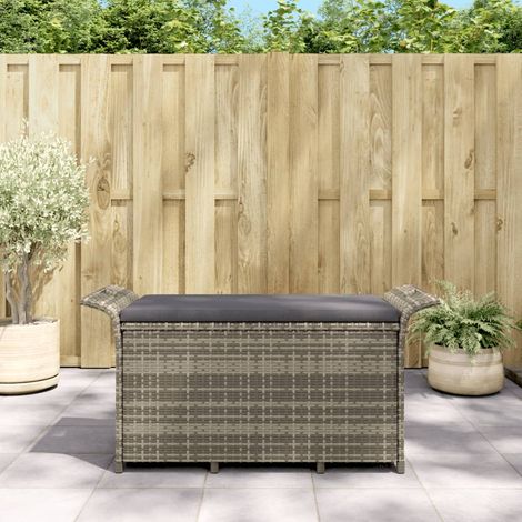 Banc de jardin avec coussin,Moderne Banc terrasse d'extérieur gris 116x46x57 cm résine tressée -FV73965 (1/5)