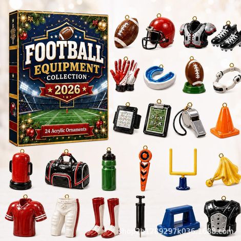 Calendrier de l'Avent sportif 2026 (24 jours), à suspendre en acrylique, sur le thème du rugby. Un calendrier créatif pour les fans et les collectionneurs. (1/2)