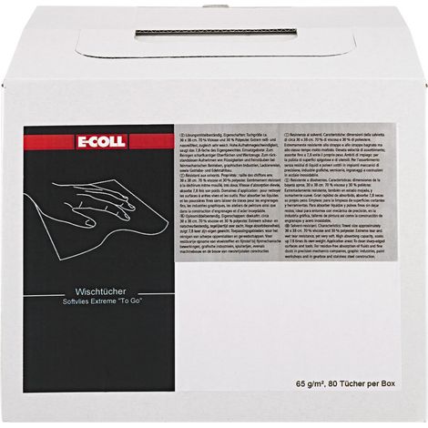 E-COLL Wischtuch Softvlies Extr. Spenderbox "toGo" 80 Tücher 30x38mm weiß