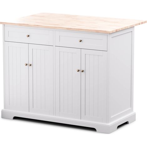 Blumfeldt Etsu - Isola da cucina, piano di lavoro estraibile, 2 cassetti, 4 ante, utilizzabile come tavolo da pranzo