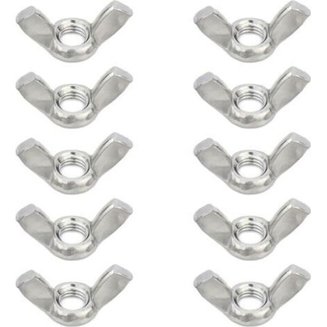 10 Pièces Ecrou Papillon M10 x 1,5, Écrou Ailette M10,Écrous à Oreilles Papillon en Acier Inoxydable,Écrous Papillons,Idéal pour Bricolage,Réparation,Fixation