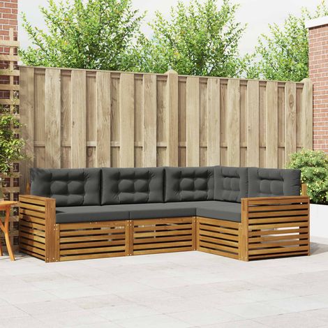 vidaXL Outdoor-Sofagarnitur mit Kissen 4 pcs Natur und Anthrazit (1/5)