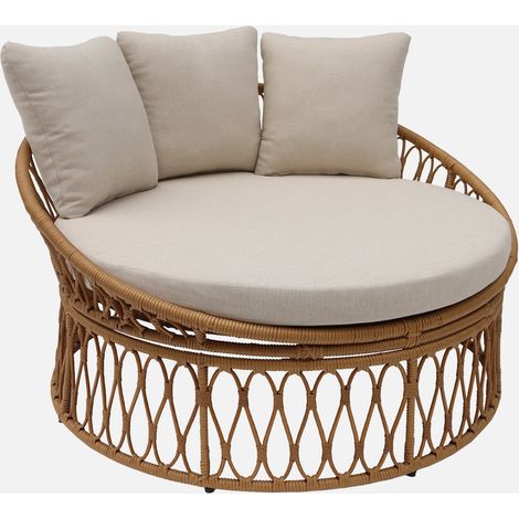 Sdraio rotonda in acciaio e finta rattan (1/5)