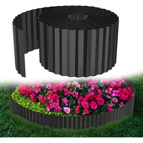 Bordure de pelouse flexible Délimitation de parterre 5m Longueur 15cm Hauteur Ondulé Délimitation de jardin Bordure de jardin en métal galvanisé Bordure de parterre pour pelouse Bordure de tonte Parte