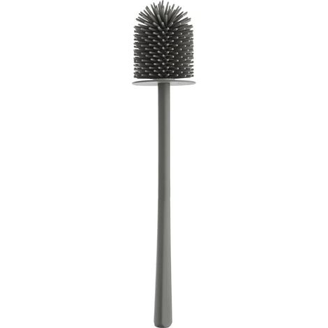 Scopino di ricambio per wc con setole in silicone grigio e manico in plastica (1/5)