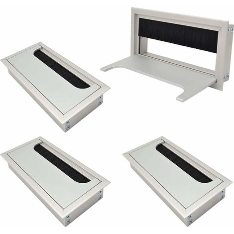 Cable Cover 80x 160mm Square Wire for Recessed Desk Table Cable Organizer for Furniture Aluminum Silver Anodized Cable Passage Cable Cover Set of 4 (1/5)