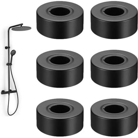 Duschmischer, 30 mm schwarze Wasserhahnrosette, 6 Stück Edelstahl-Heizkörperrosette, Heizungsrohrrosetten, Heizkörperrohrabdeckung, für Wasserleitungen, Gasleitungen, Wasserhähne (1/4)