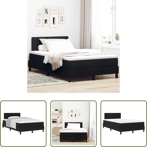 vidaXL Schlafzimmer -  Boxspringbett mit Matratze Schwarz 120 x 200 cm Stoff (1/5)
