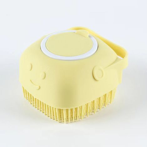 Brosse de Bain Démêlante en Silicone pour Chiens à Poils Courts et Longs Accessoire de Toilettage de Massage et Nettoyage Rapide avec Réservoir et Distributeur d'Eau et de Shampoing (JAUNE) (1/5)