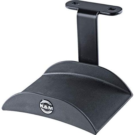 K&M 16330 soporte para auriculares negro, en acero - Práctico estante para montar debajo de la mesa - ubicación voluminosa y discreta (1/3)