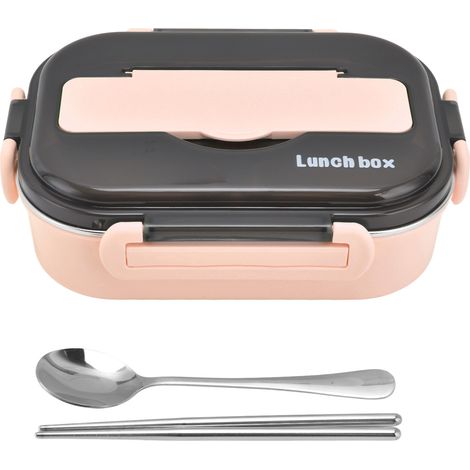 Boîte Bento Rose 1000ml, 2 Compartments, Hermétique, Durable et Portable pour Déjeuner (1/5)