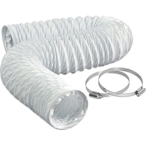 1 Tuyau d'évacuation Flexible PVC, Diamètre 204mm, Longueur 2,5m, Kit Raccord avec 2 Colliers Acier, Pour Salle de Bain Cuisine Sèche-linge (1/5)