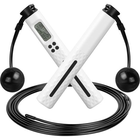 Corde à sauter professionnelle, corde à sauter sans fil avec minuteur, corde à sauter réglable (1/5)