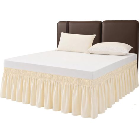 Bed Skirt 100% Organic Cotton, Beige, Elegant Bumper for Mattress (Beige, 160 x 200 x 45 cm) (1/5)